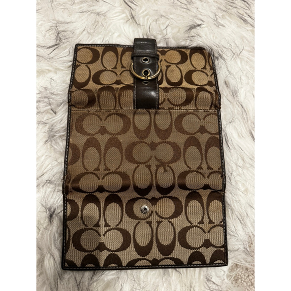 Women's Coach Brown & Beige Signature Canvas Wallet One Size - Picture 11 of 11
